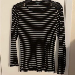 Ralph Lauren black and white striped top
